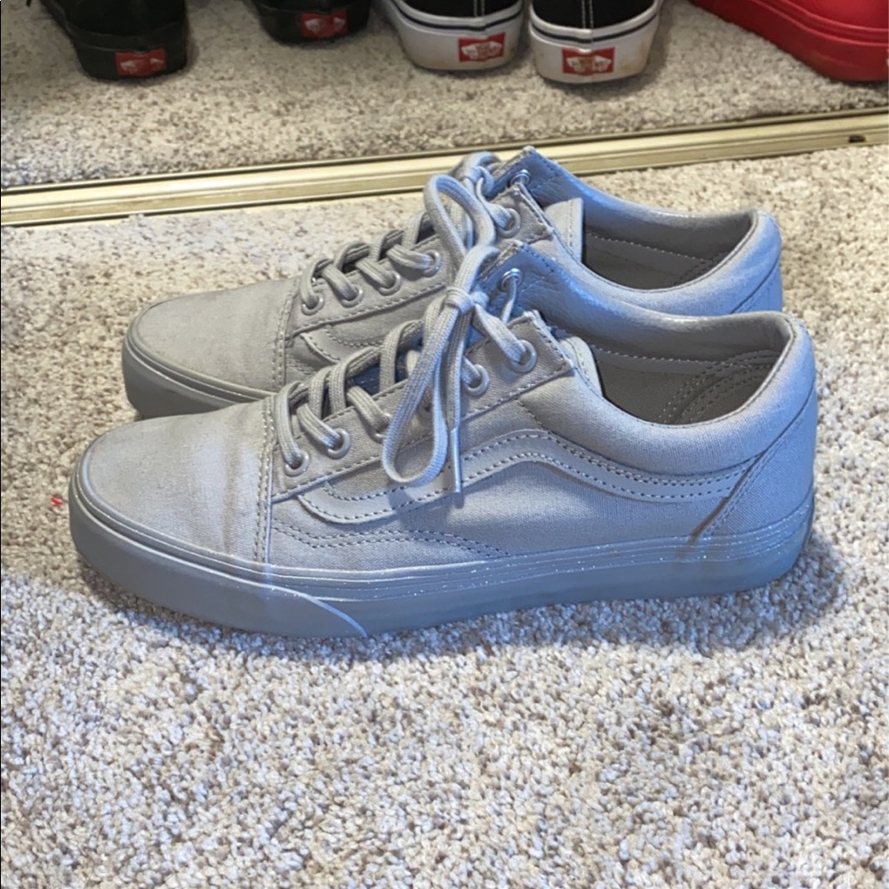 All gray vans with glitter soles